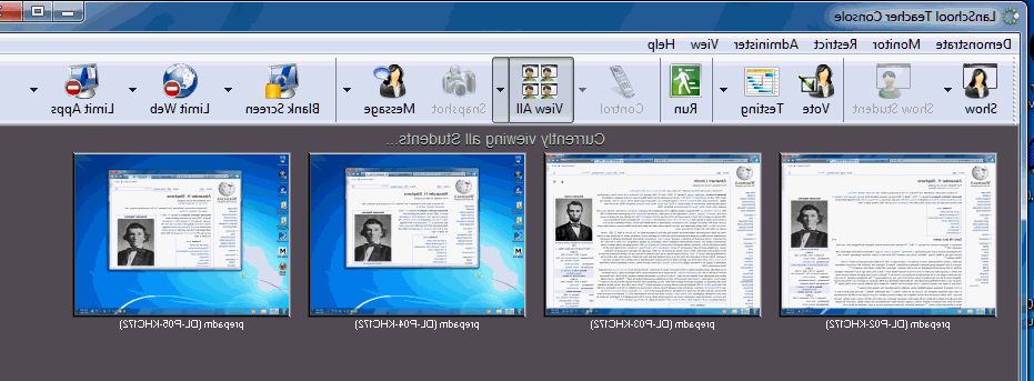 Thumbnails of student screens